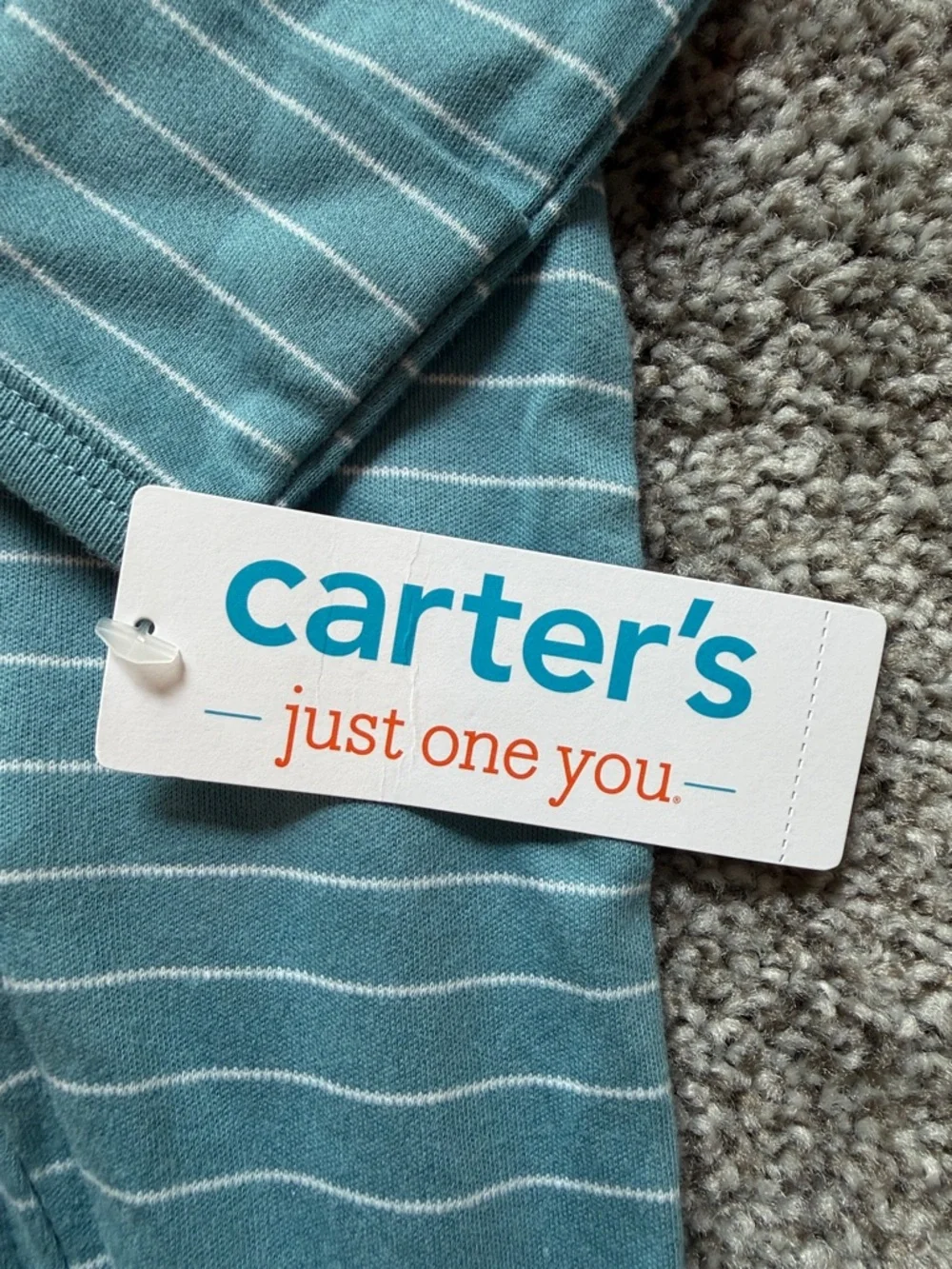 Carter's Teal Striped Little BROTHER Footed One-Piece Onesie